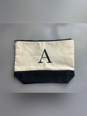 Monogram Canvas Zipper Pouch- Letter A